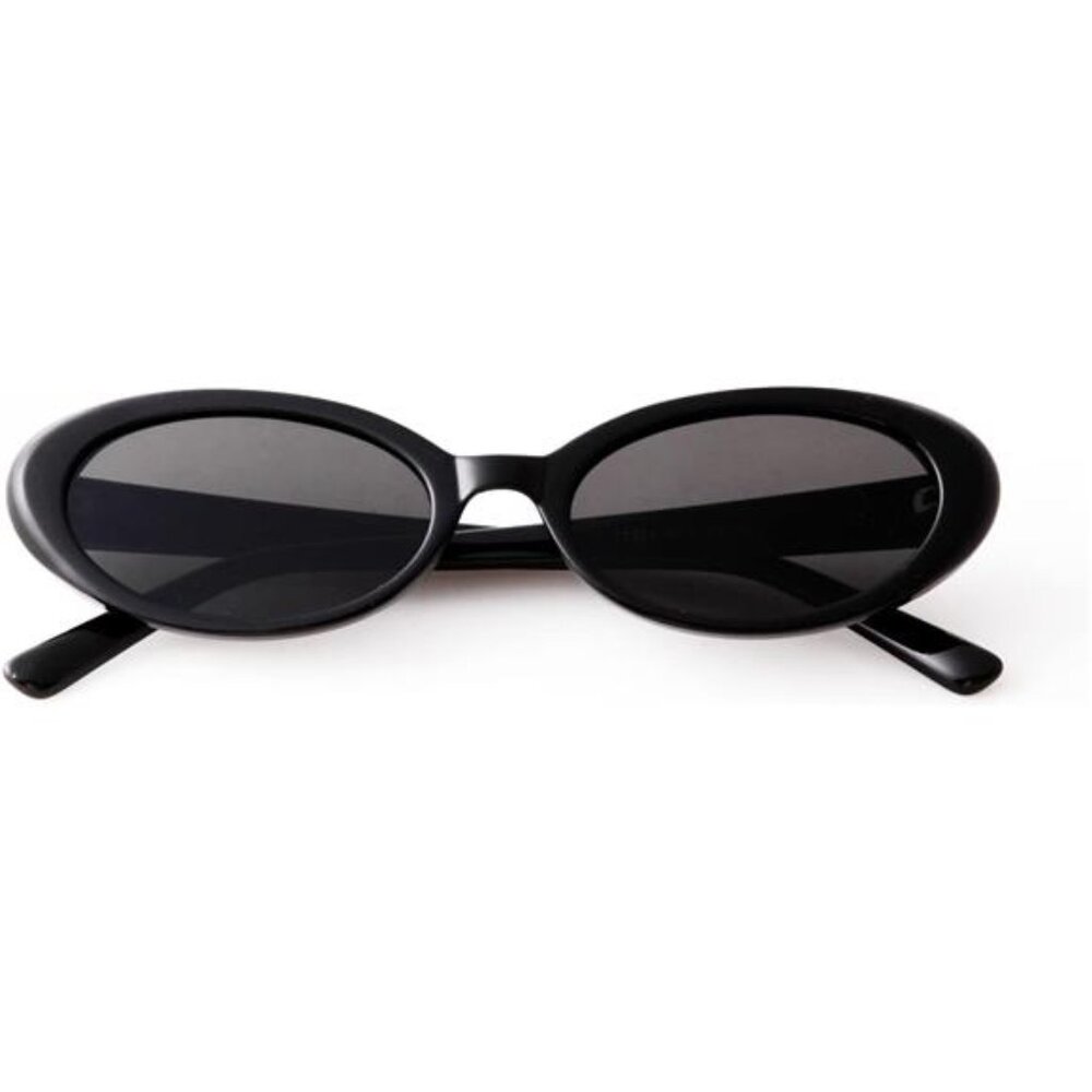 90s Oval Sunglasses Retro Small Vintage Black UV400 Women Men Slim Frame